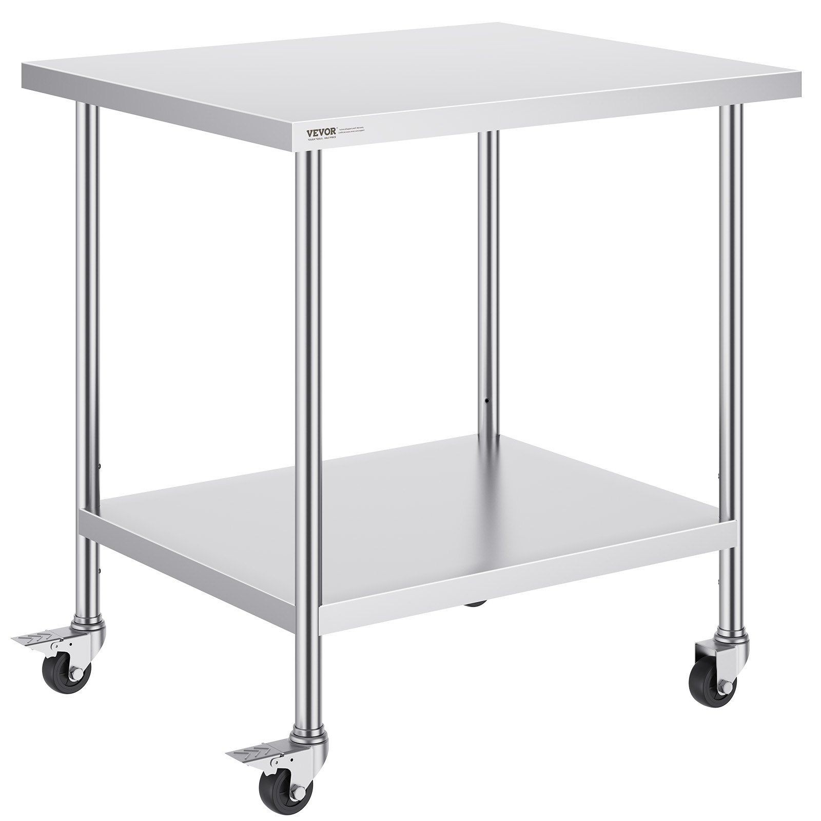 All-Welded 30x36x38in Stainless Steel Work Table with 3 Adjustable Racks
