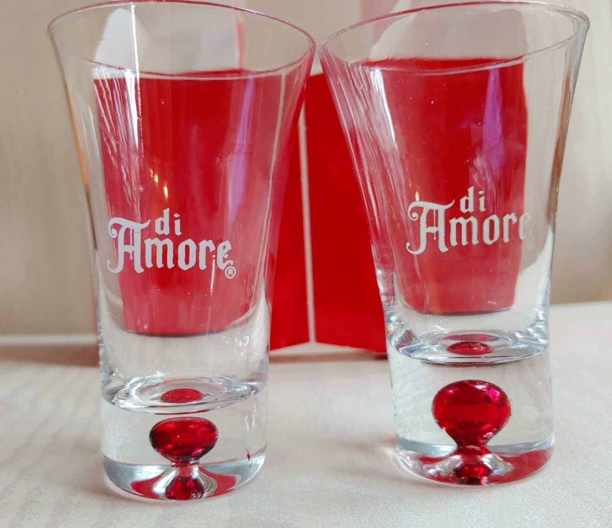 Lot Of 2 Di Amore Drinking Shot Cup Glasses Red Bubble Advertising