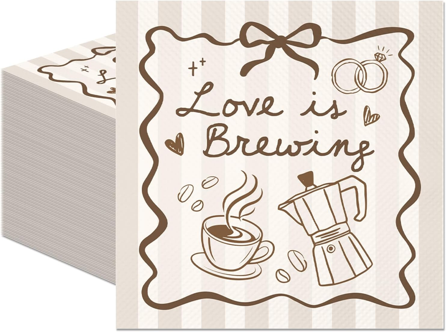 50Pcs Love Is Brewing Party Napkins Coffee Bridal Shower Bachelorette Wedding En