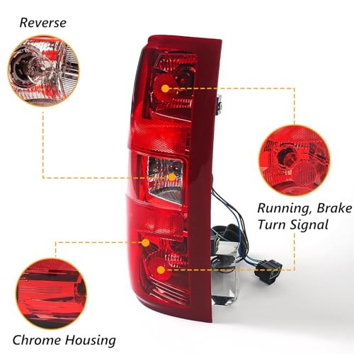 Left Tail Light Assembly Compatible with Chevy Left (Driver Side) Red Trim
