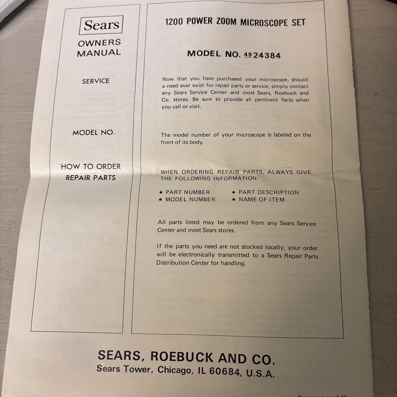 Sears Microscope Set Vintage