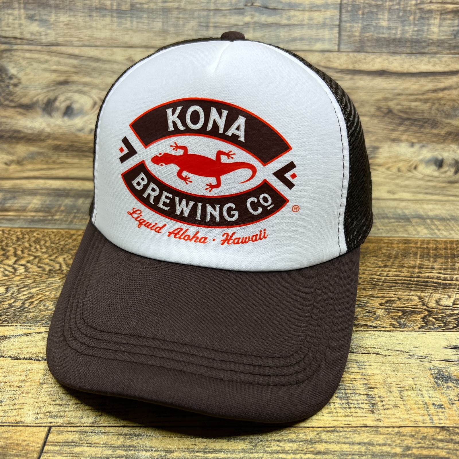 Kona Brewing Company Mens Trucker Hat Brown Snapback Liquid Aloha Hawaii Coffee