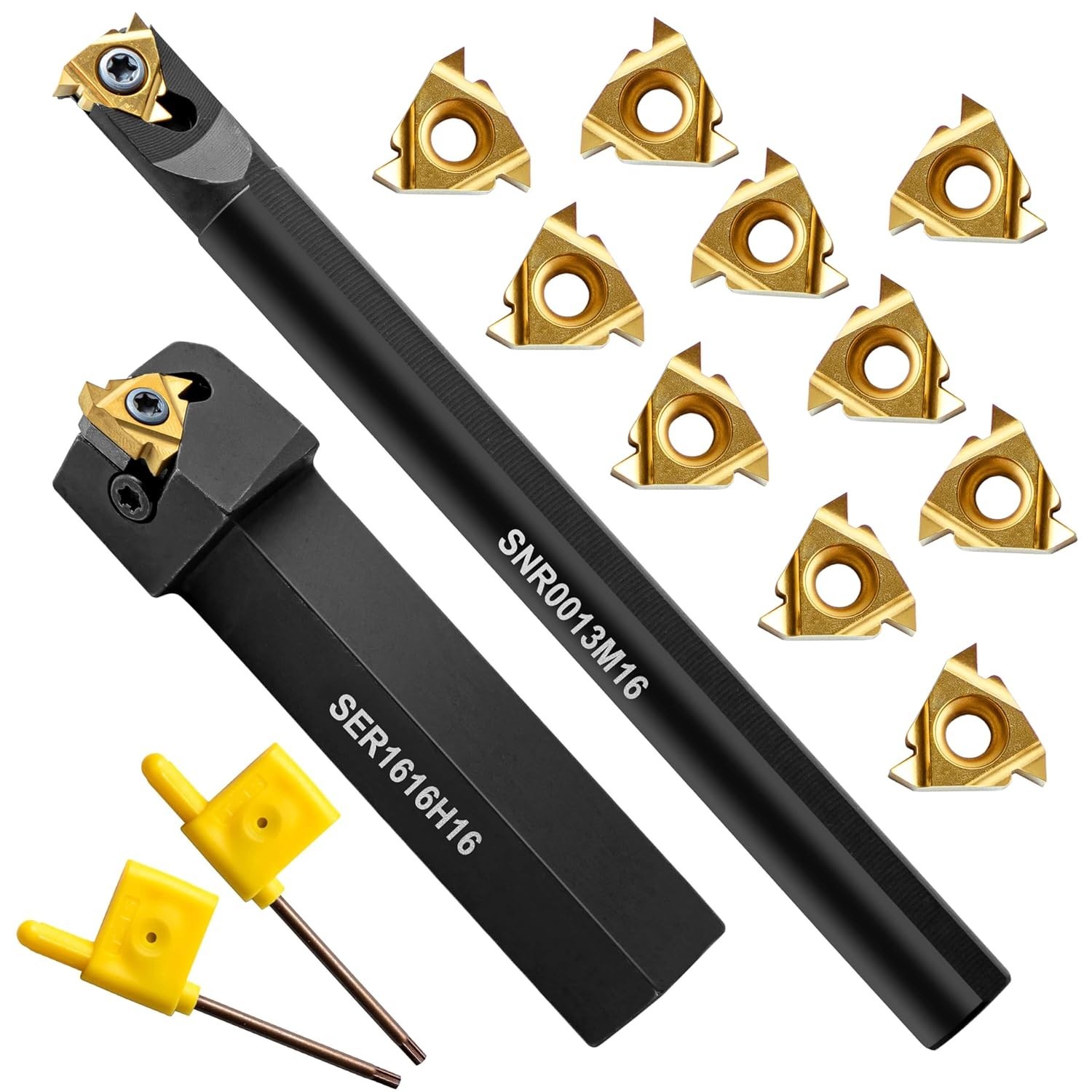 Precision Metal Lathe Tool Set: Threading Holders & 10 Indexable Carbide Inserts
