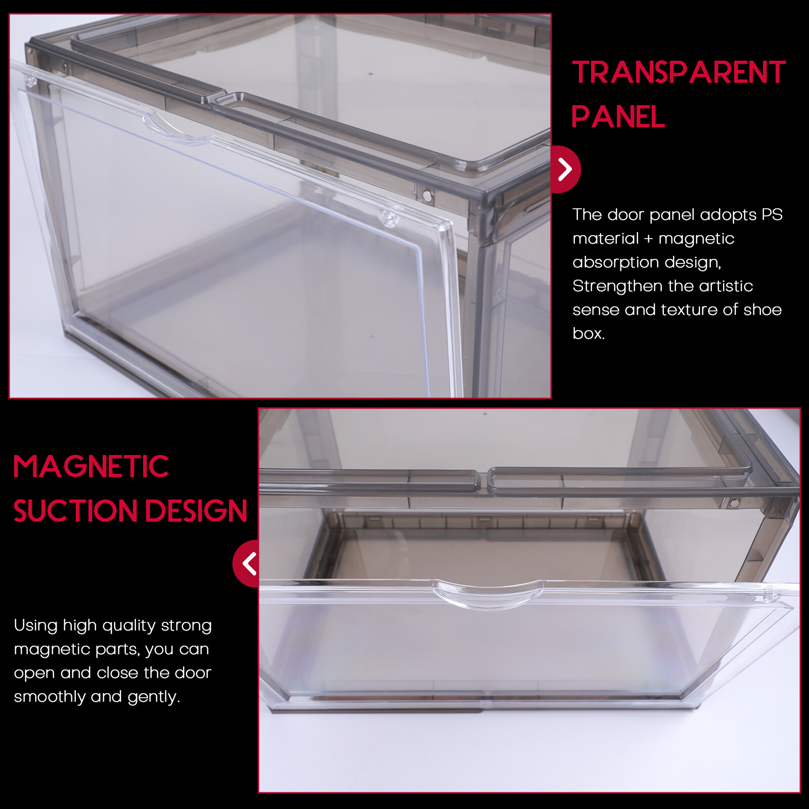 4X Magnetic Drop Side Shoe Box Stackable Shoes Sneaker Storage Container For AJ