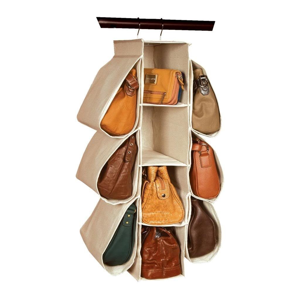 Organizador colgante para bolsos y carteras, tejido no tejido, 10 bolsillos