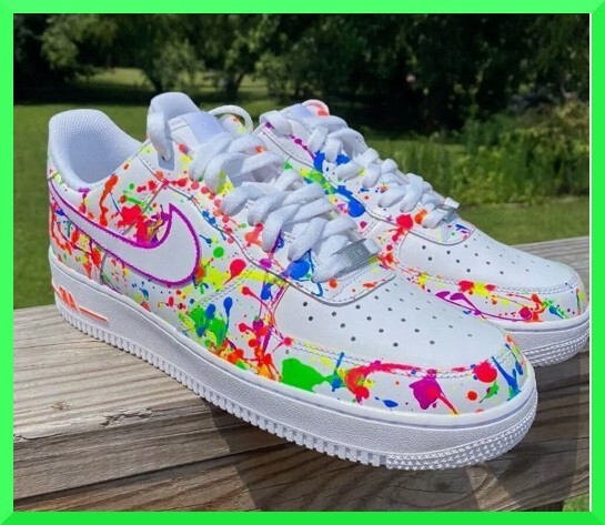 Custom Air Force 1 Rainbow Color Wave Drip/Air Force 1 Custom Shoes NEW IN BOX