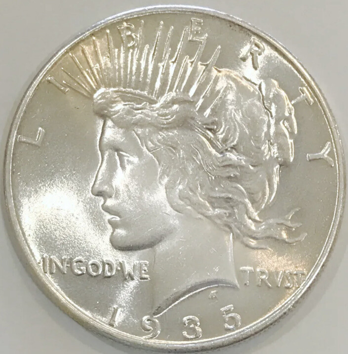 ⭐️1935 PEACE DOLLAR⭐️90% SILVER EXQUISITE EXAMPLE⭐️FLAWLESS GEMBU⭐️SCARCE GEM