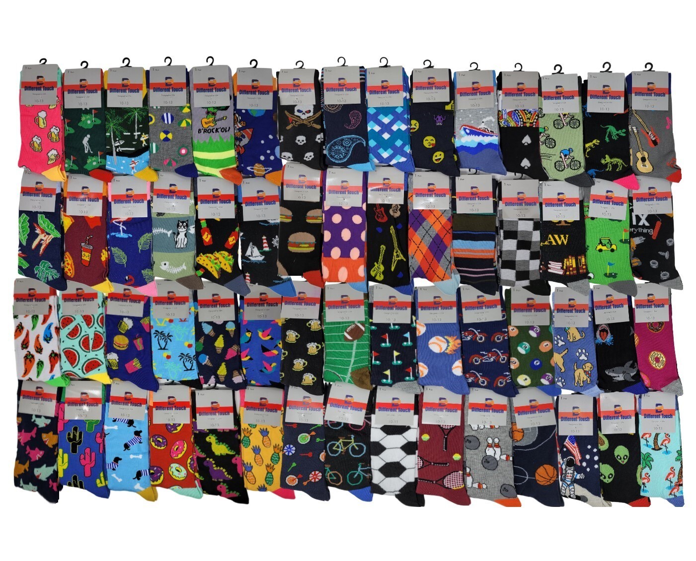 60 Pairs Wholesale Bulk Lot Men's Assorted Designs Novelty Dress Crew Socks