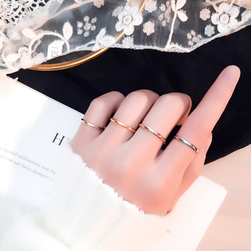 Stainless Steel Finger Ring Women Ring 2mm Couple Ring Circle Plain