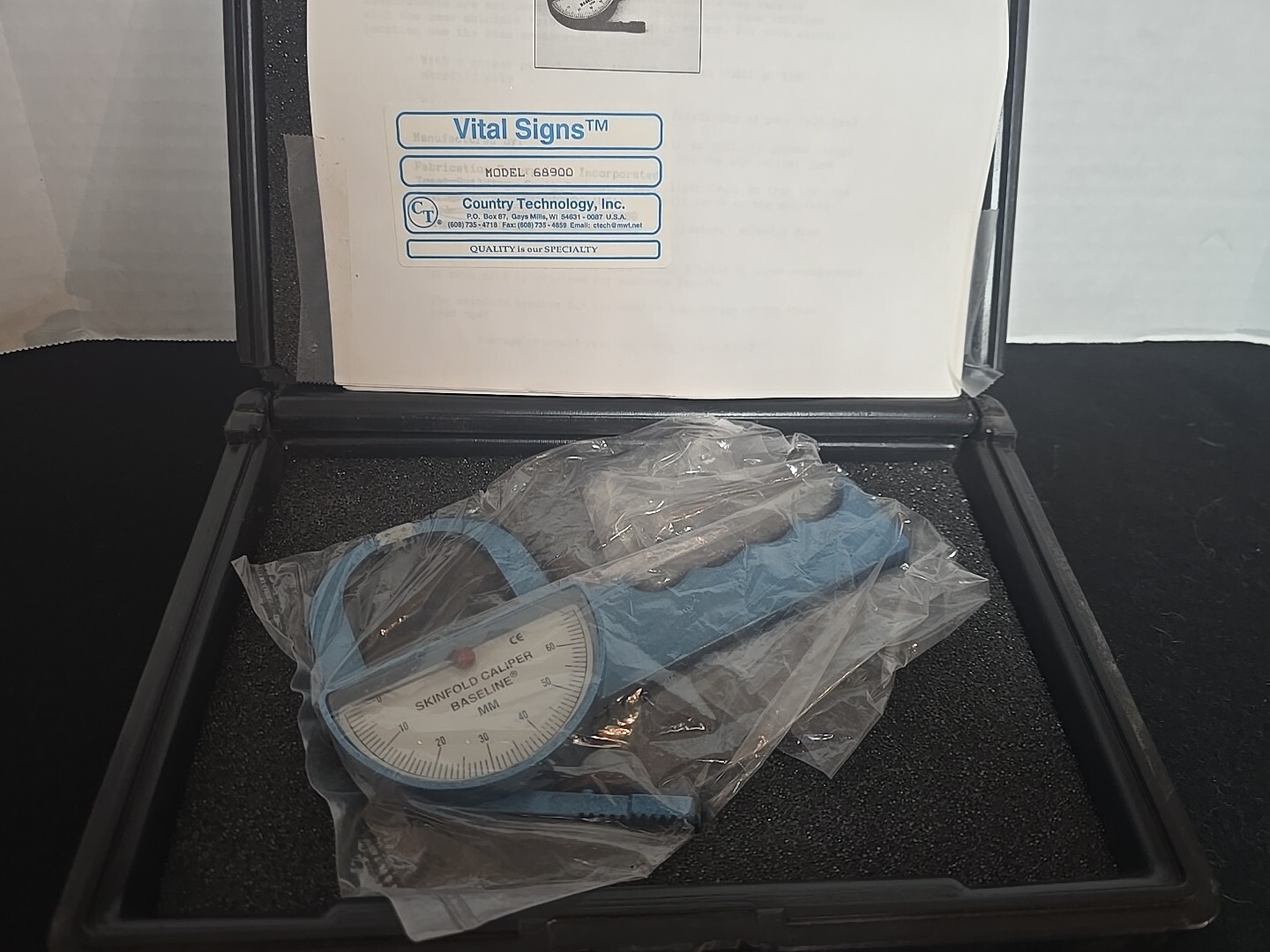 Skinfold Fat Caliper Baseline MM with Case Vital Signs Country Tech