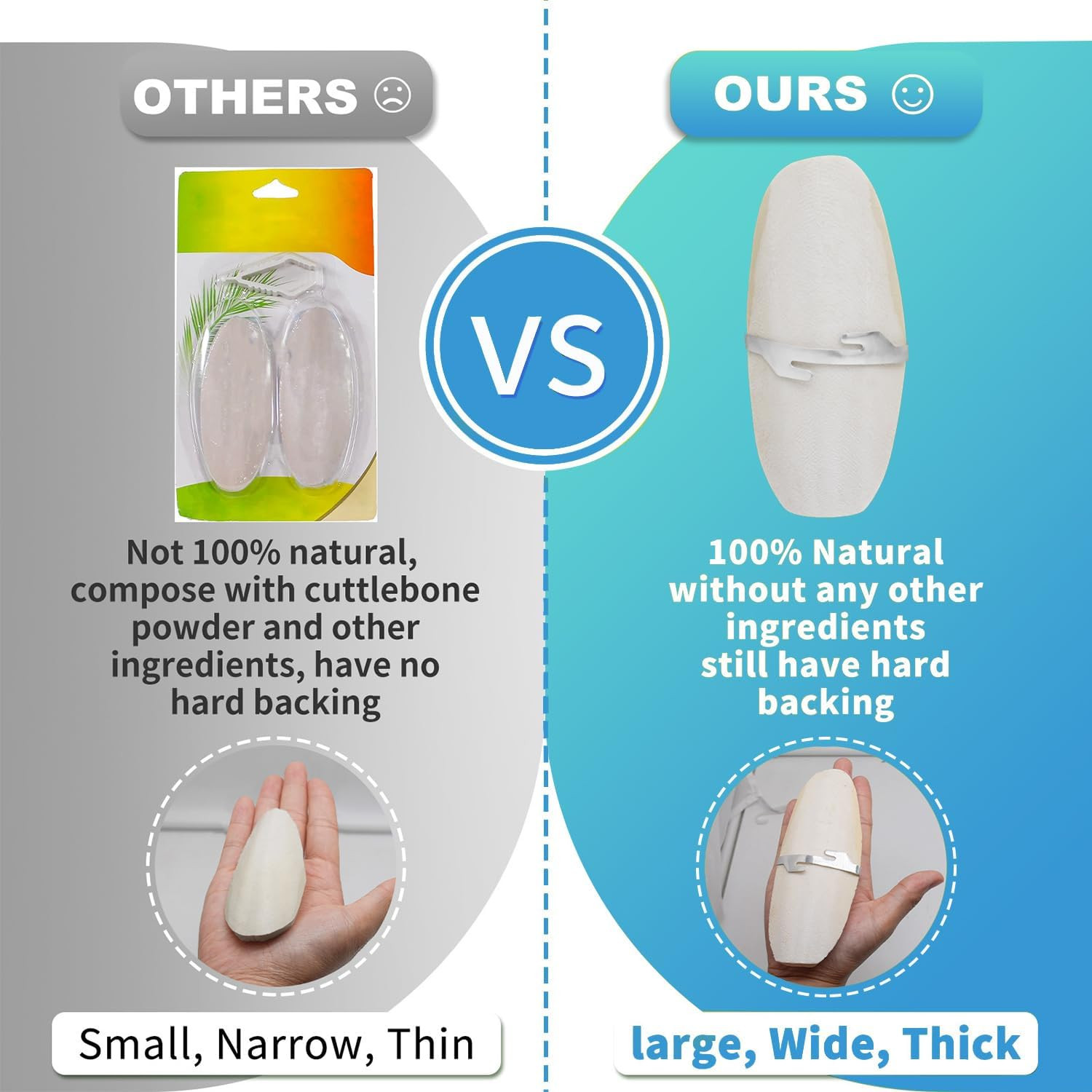 Jmxu'S 5"-5.5" Bird Cuttlebone for Parakeets, Cuddle Bone with Metal Holder