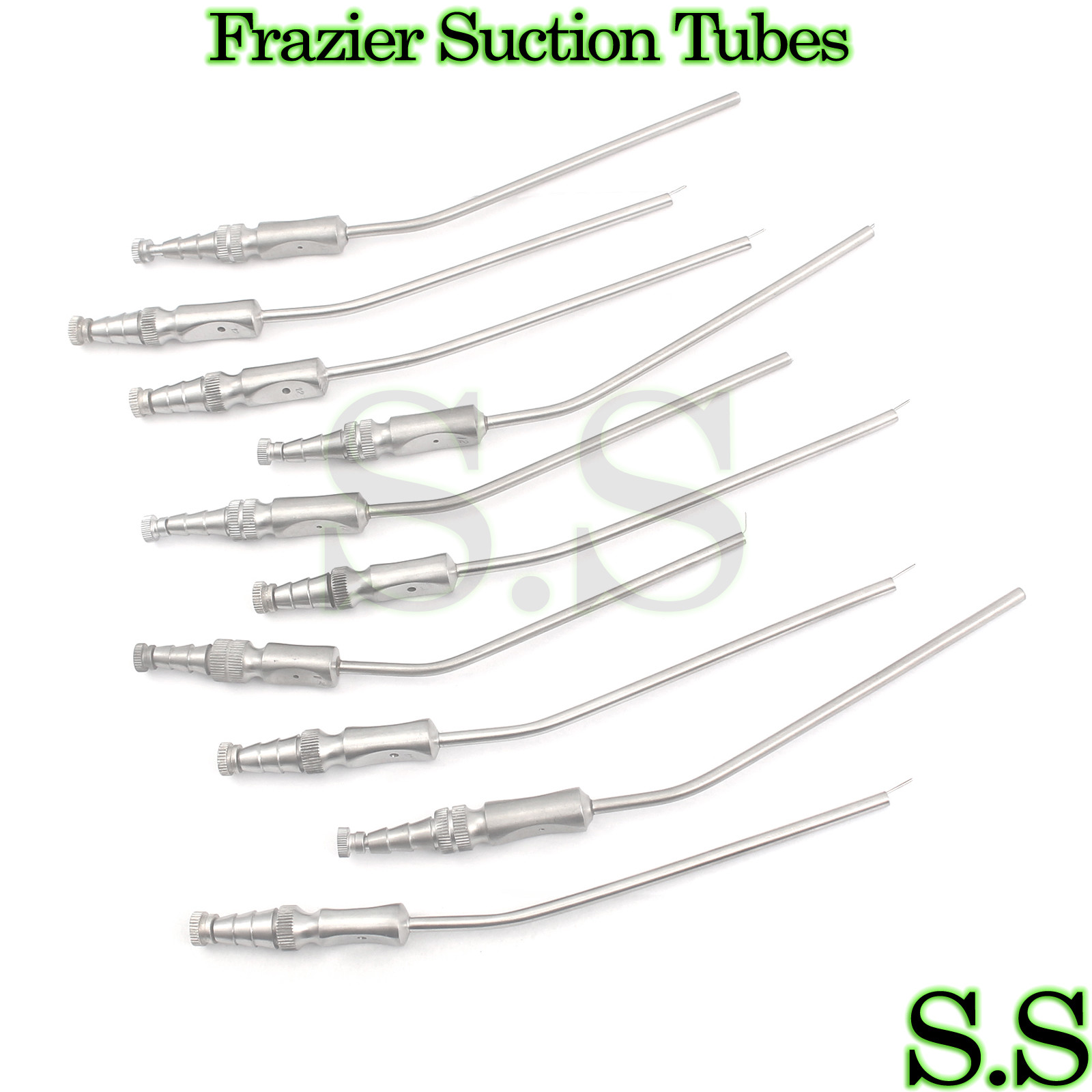 10 Pcs New Surgical Frazier Tubes Suction Diagnostic Instruments