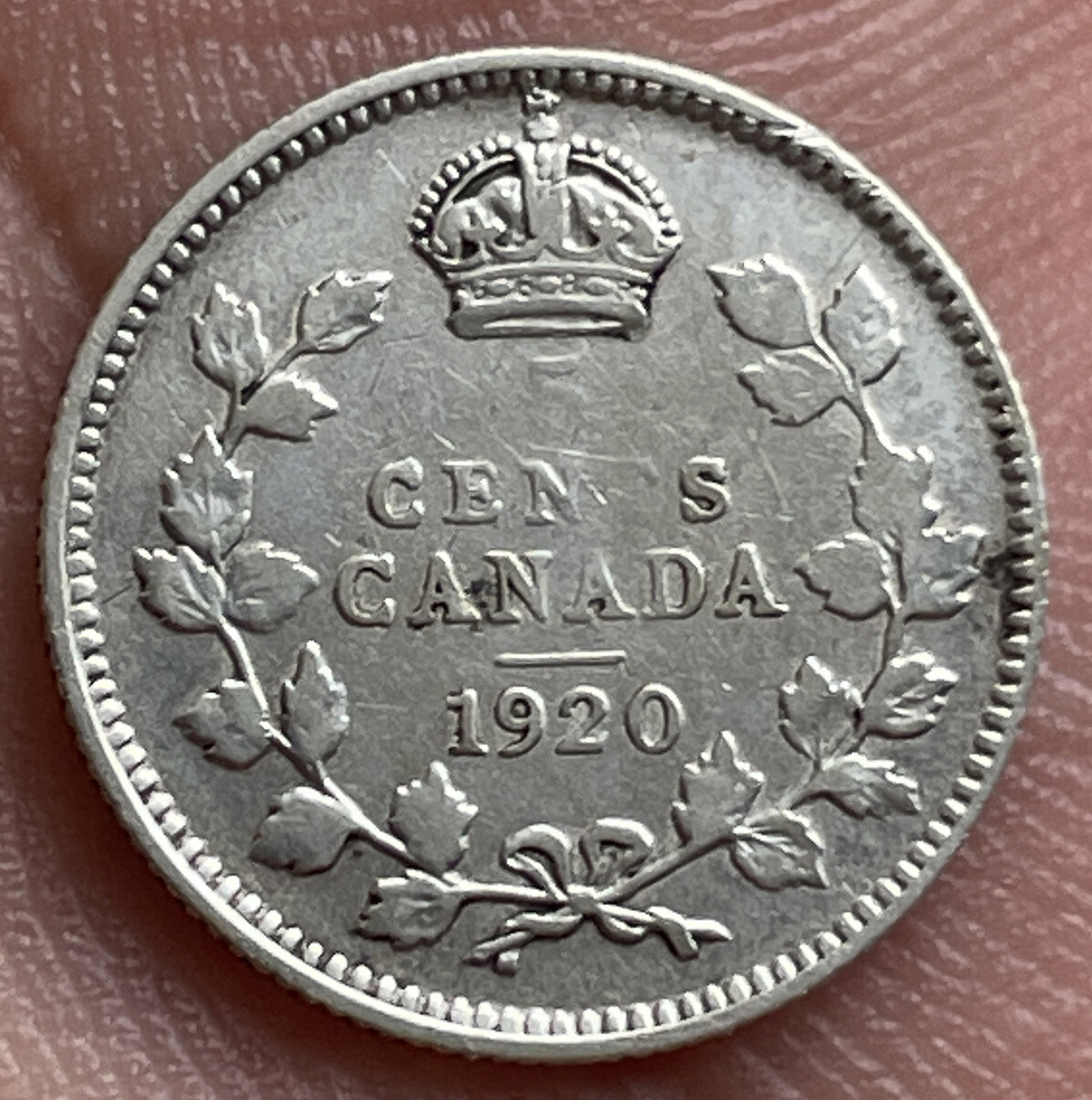 CANADA 1920 5 CENTS SILVER VERY NICE CONDITION G