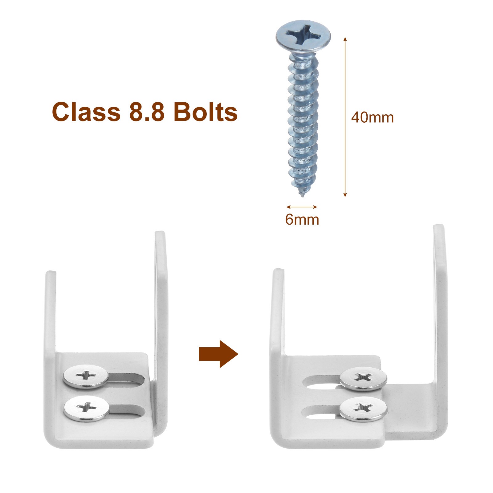 2 Set Sliding Barn Door Floor Guide Wall Mounted, Adjustable U Bracket, White