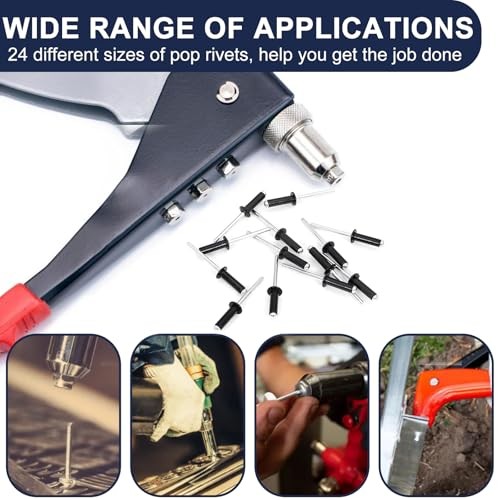 970Pcs Pop Rivets with Washer Assortment Kit, 14 Sizes Rivets 970/set Black