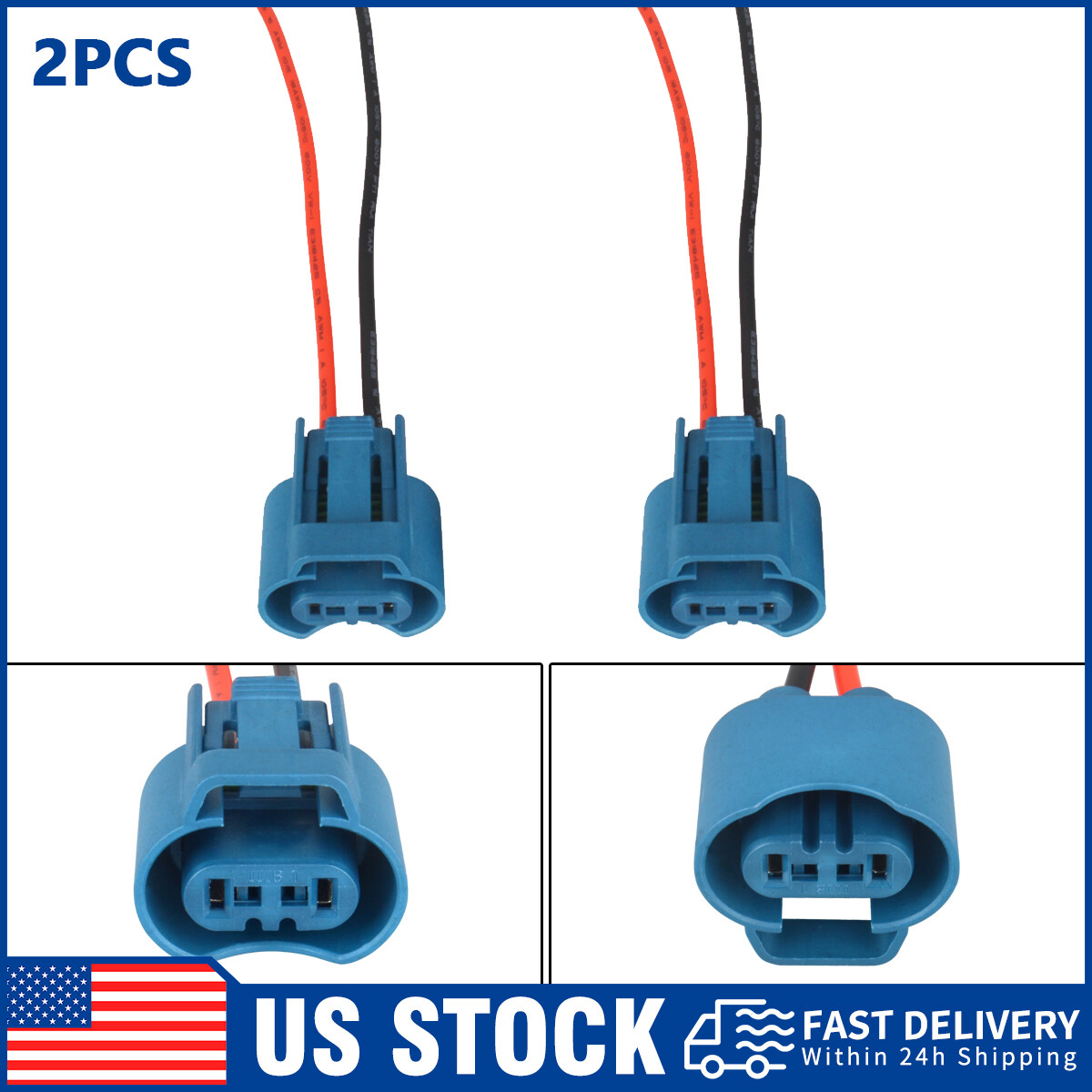 HB3 9005 Headlight Pigtail Female Plug Wire Two-Harness High Beam Bulb Socket