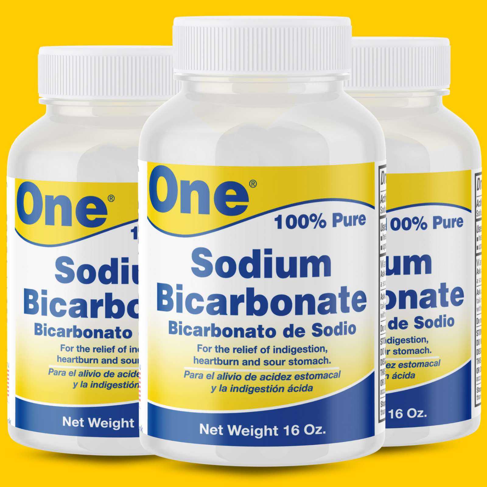 Arymar Pure Sodium Bicarbonate Powder 1 Lb (Pack of 3) - Natural Baking Soda