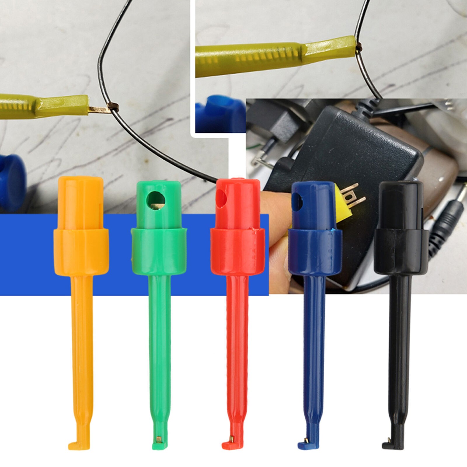 20Pcs Large Test Hook Clip Grabber Test Probe for Electronic Testing Multimeter
