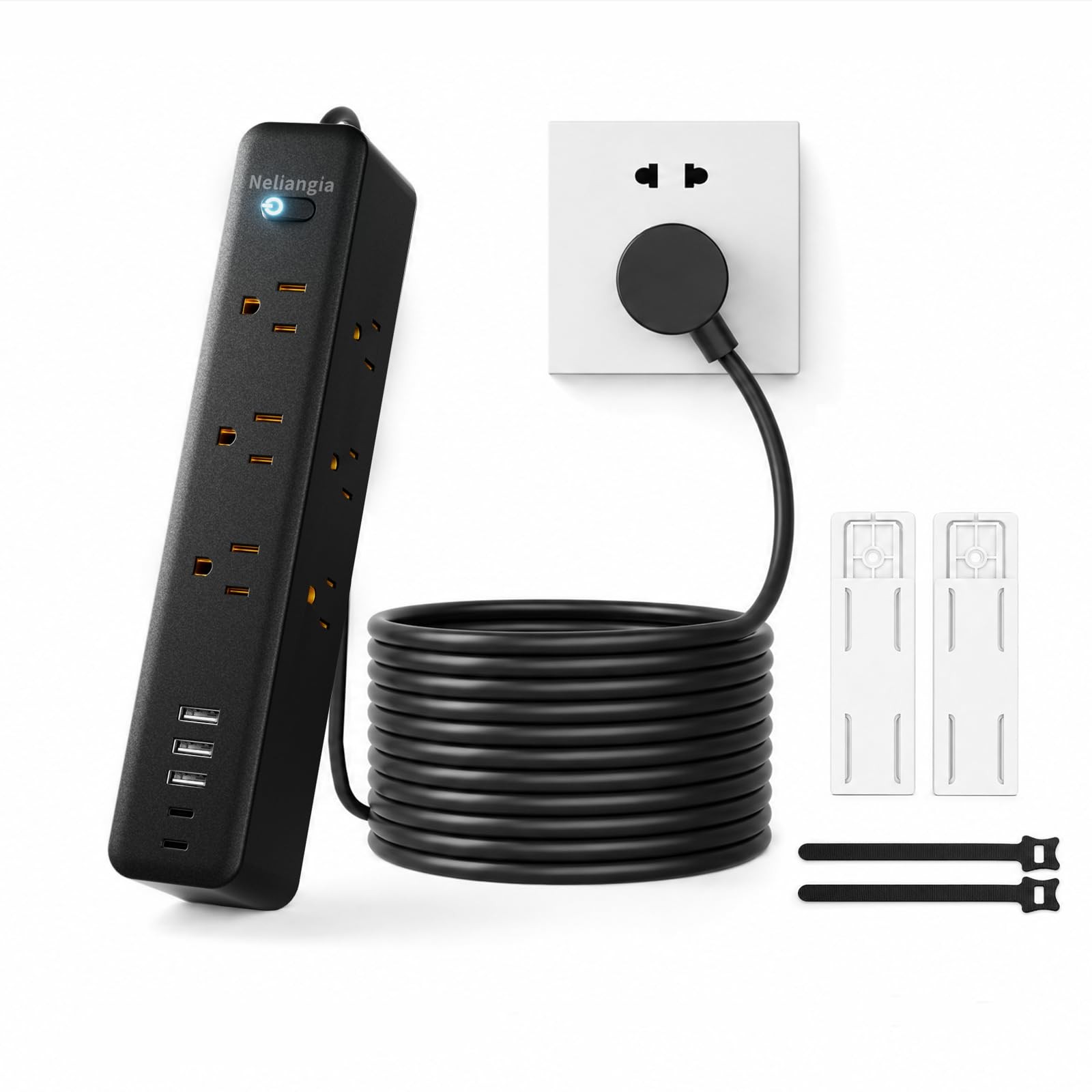 Surge Protector Power Strip with 9 Outlets and 5 USB Ports 2 USB C, Extension...