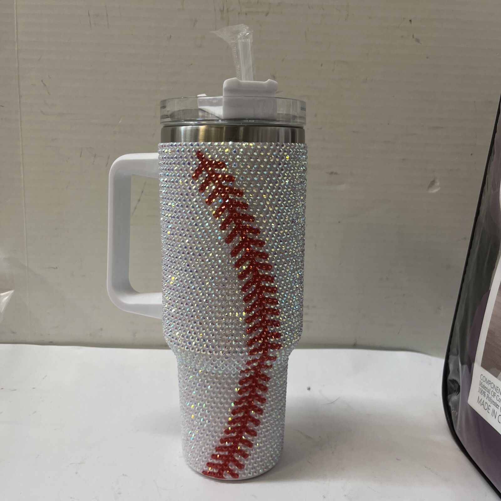 Baseball Tumbler with straw (Brand New)