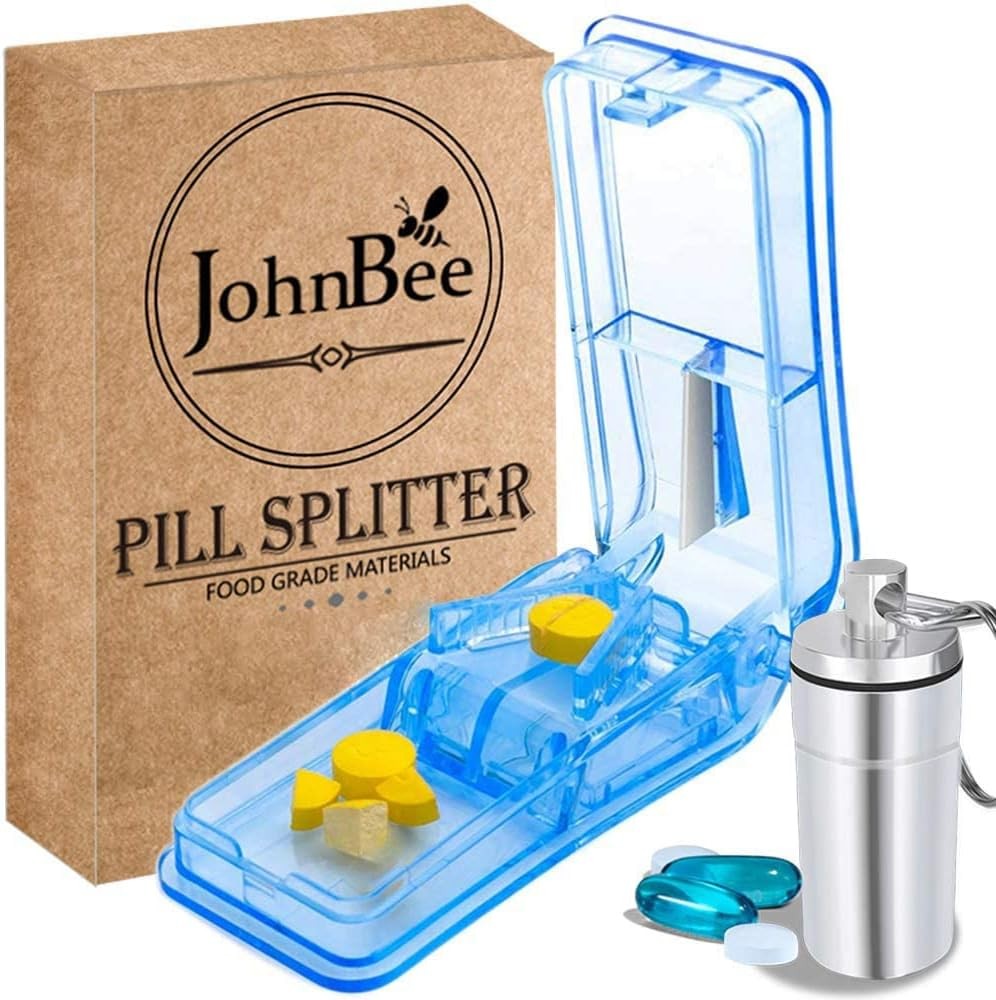 JohnBee Pill Cutter | Best Pill Cutter for Small or Large Pills (Blue)