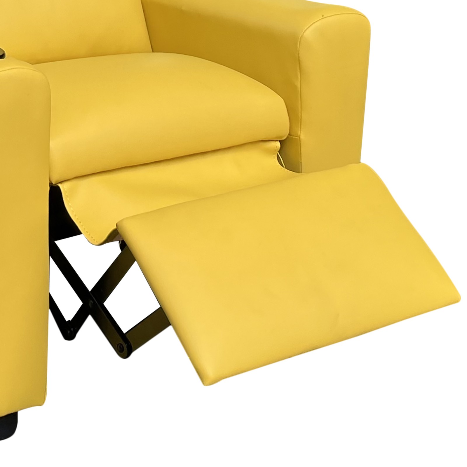 Kids Recliner Chair 23" Wide Yellow - PU Leather, Built-in Cup Holder