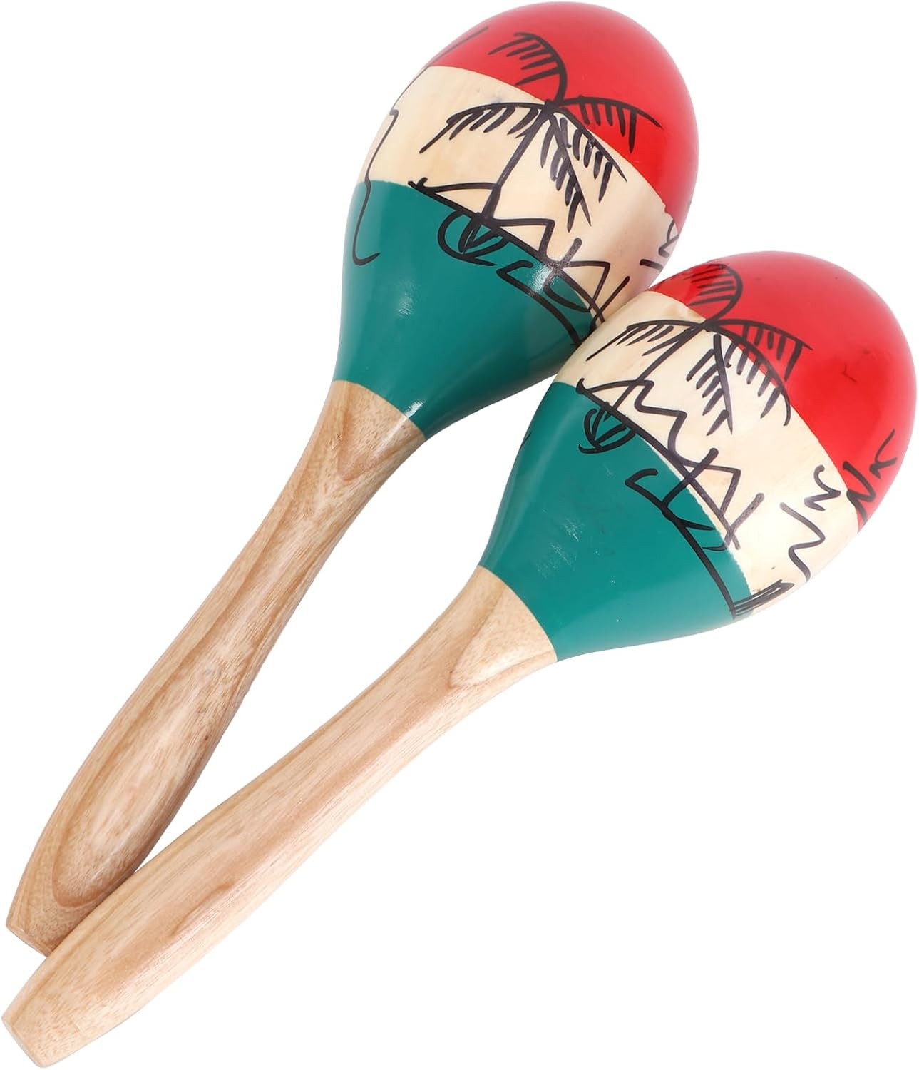 2pcs 9.6" Wooden Maracas Colorful Percussion Shakers for Adults Music Parties