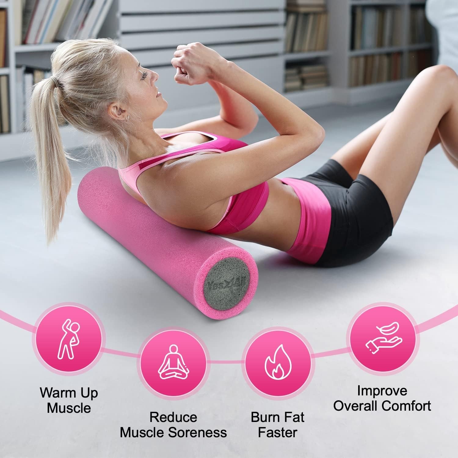 High-Density EPP Round Back Roller Foam, Exercise Foam Roller for Yoga, Pilat...