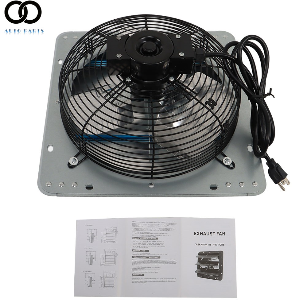 Low Noise Shutter Exhaust Fan 12in Wall Mounted With Switch+Insect Mesh 1800CFM