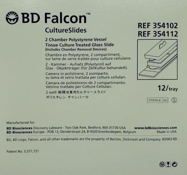 BD Falcon 354102 Culture Slides, Trays of 12, Case of 96