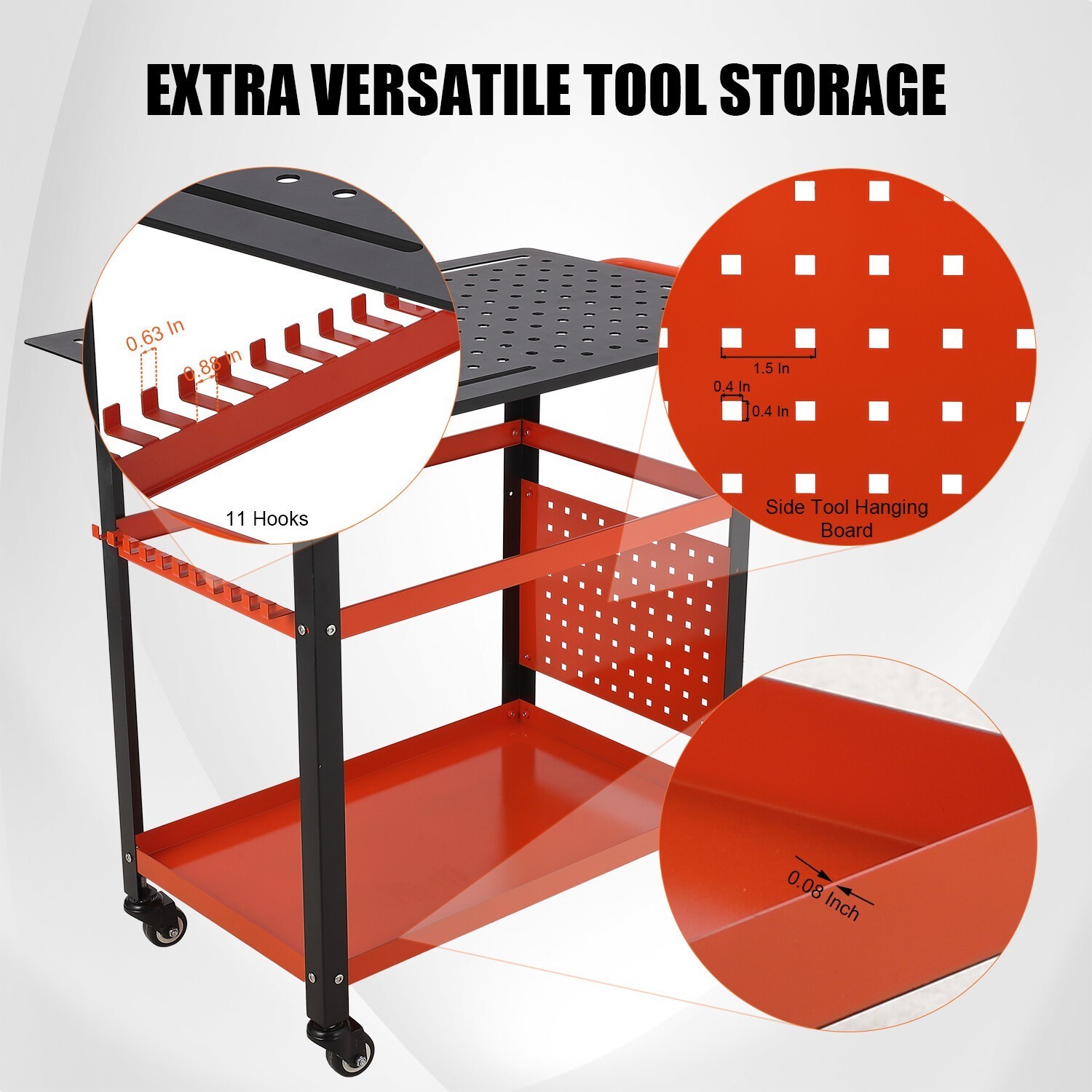 36" x 24" Welding Table Steel Welding Workbench Table with Pegboard & Wheels