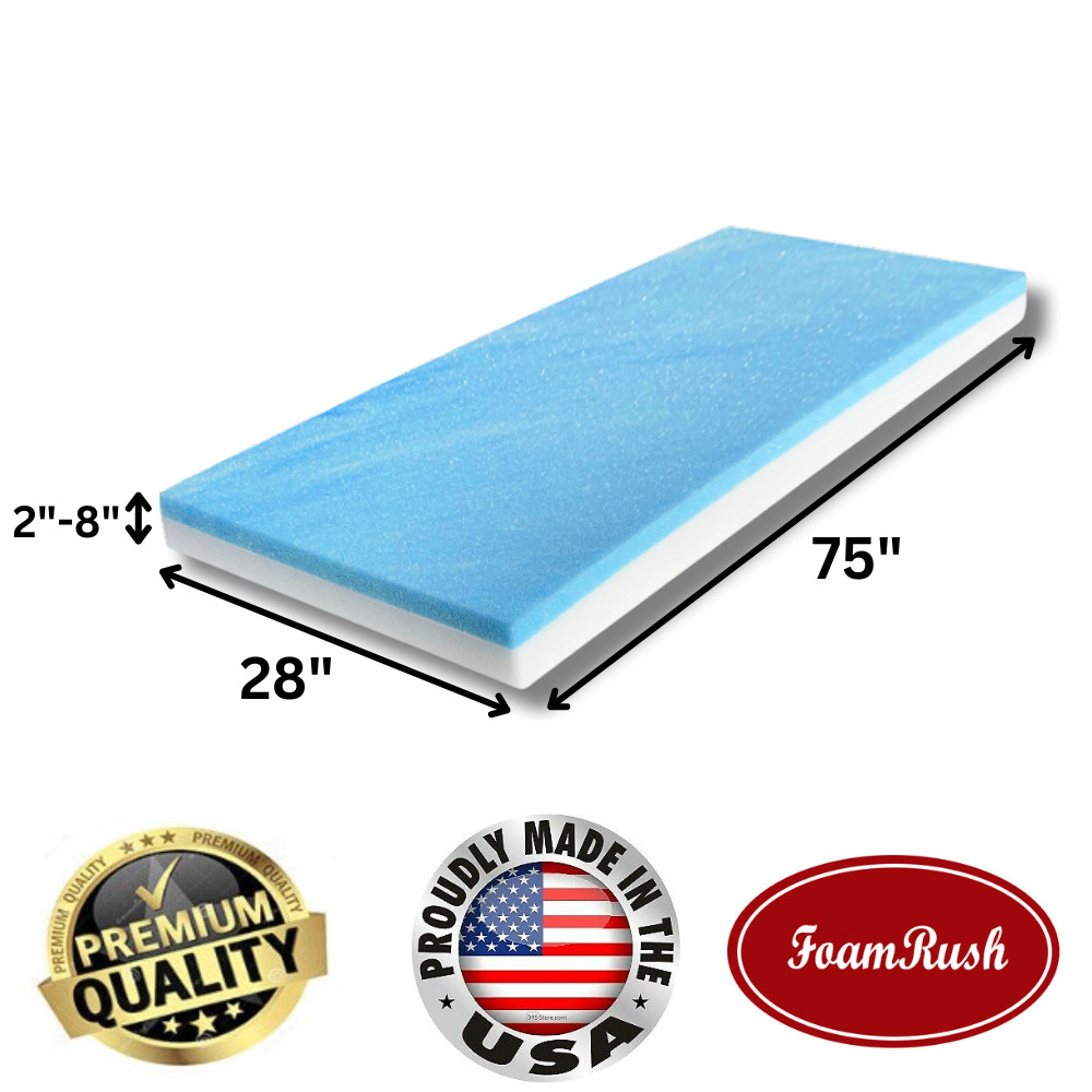 FoamRush Bunk 28" x 75" Cooling Gel Memory Foam RV Mattress Medium Firm USA