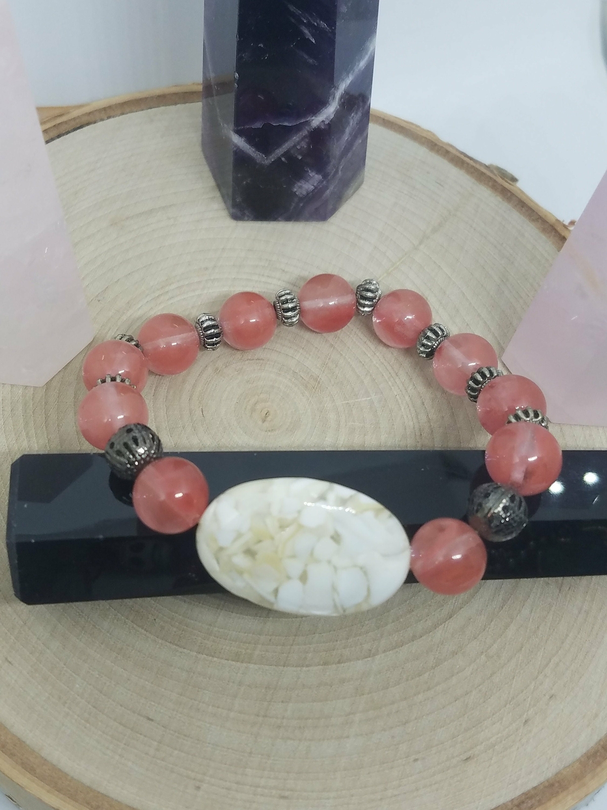 Cherry Quartz Crystal Bracelet, Bracelets For Women, Cherry Quartz Gemstone Brac