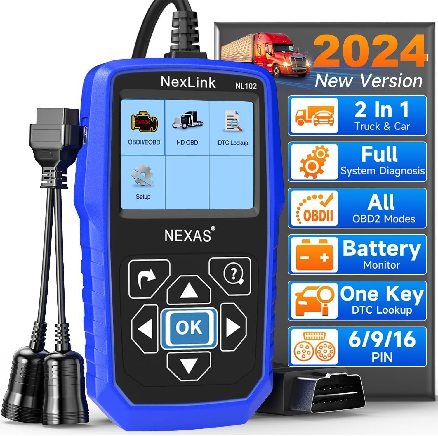 NEXAS NL102 HD HEAVY DUTY DIESEL TRUCK DIAGNOSTIC SCANNER TOOL CODE READER