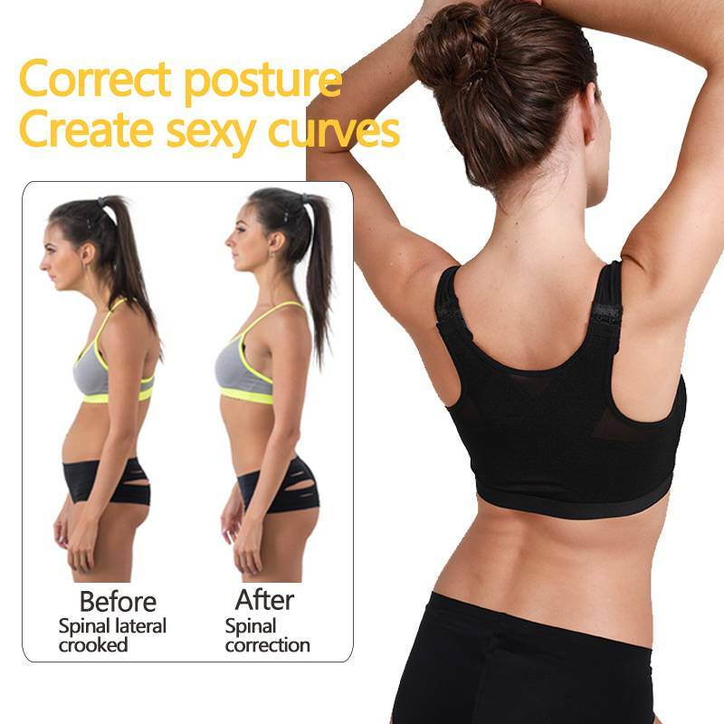 Wirefree Bra Shaper Back Support Corrector Front Closure Yoga Top Adjustable
