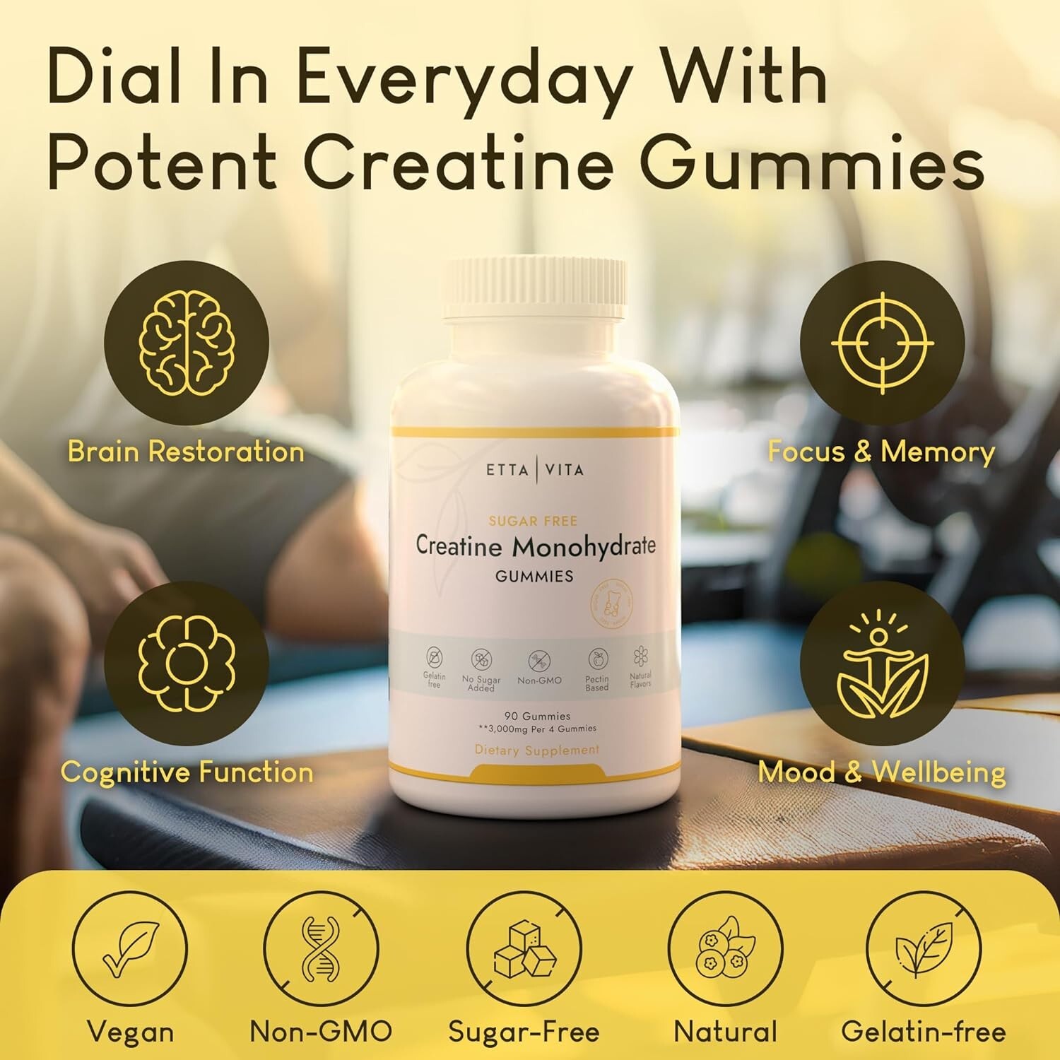 SUGAR-FREE CREATINE MONOHYDRATE GUMMIES CREATINE SUPPLEMENT FOR MUSCLE SUPPORT