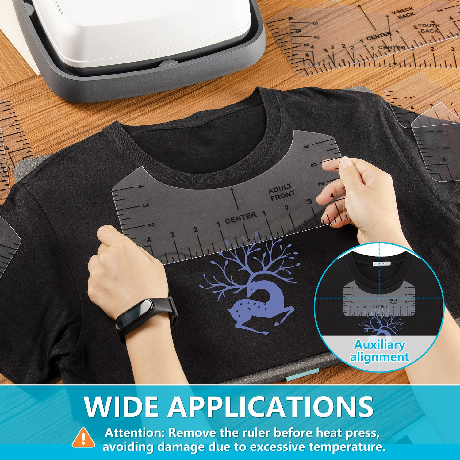 Tshirt Ruler Guide for Vinyl Alignment- 13Pcs Alignment Tool to Center Designs,