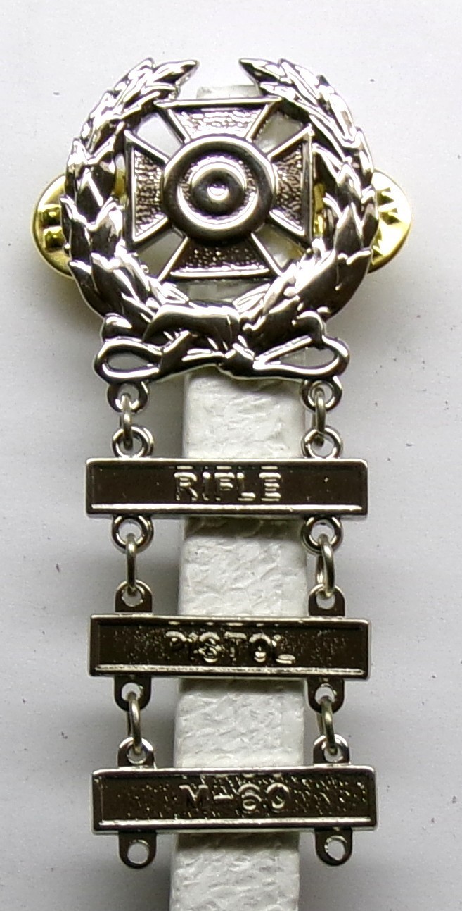 U.S. Army Qualification Expert Badge with RIFLE PISTOL M-60 BARS Shiny Brite