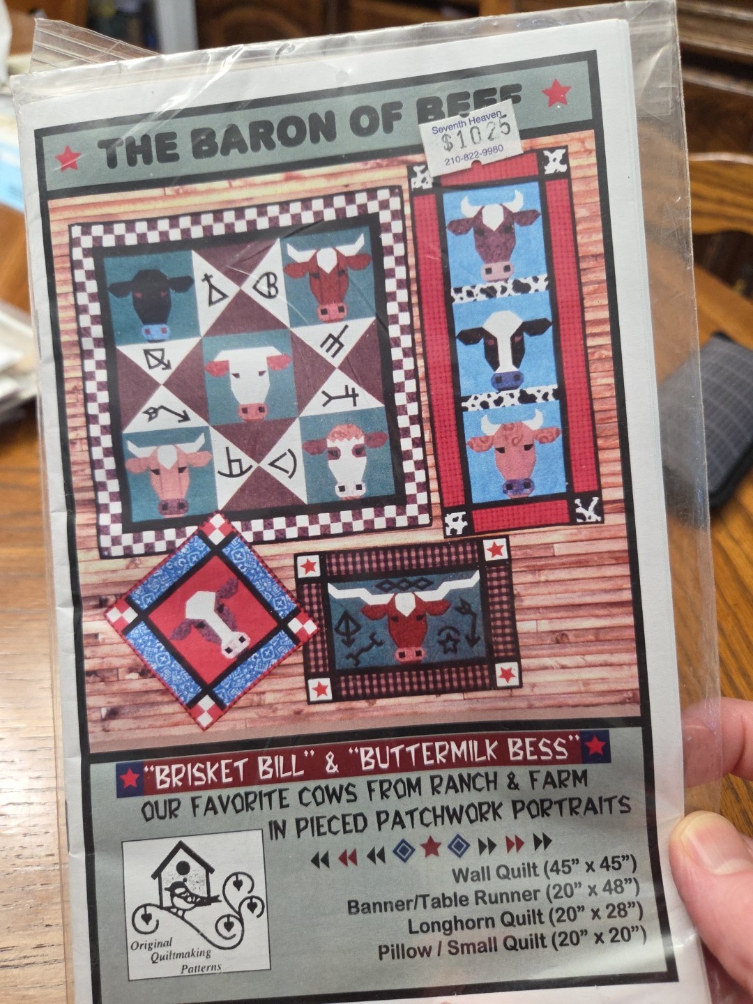 The Baron Of Beef Pieced Pattern Chickadee Charms Quilt Wall Hanging Uncut