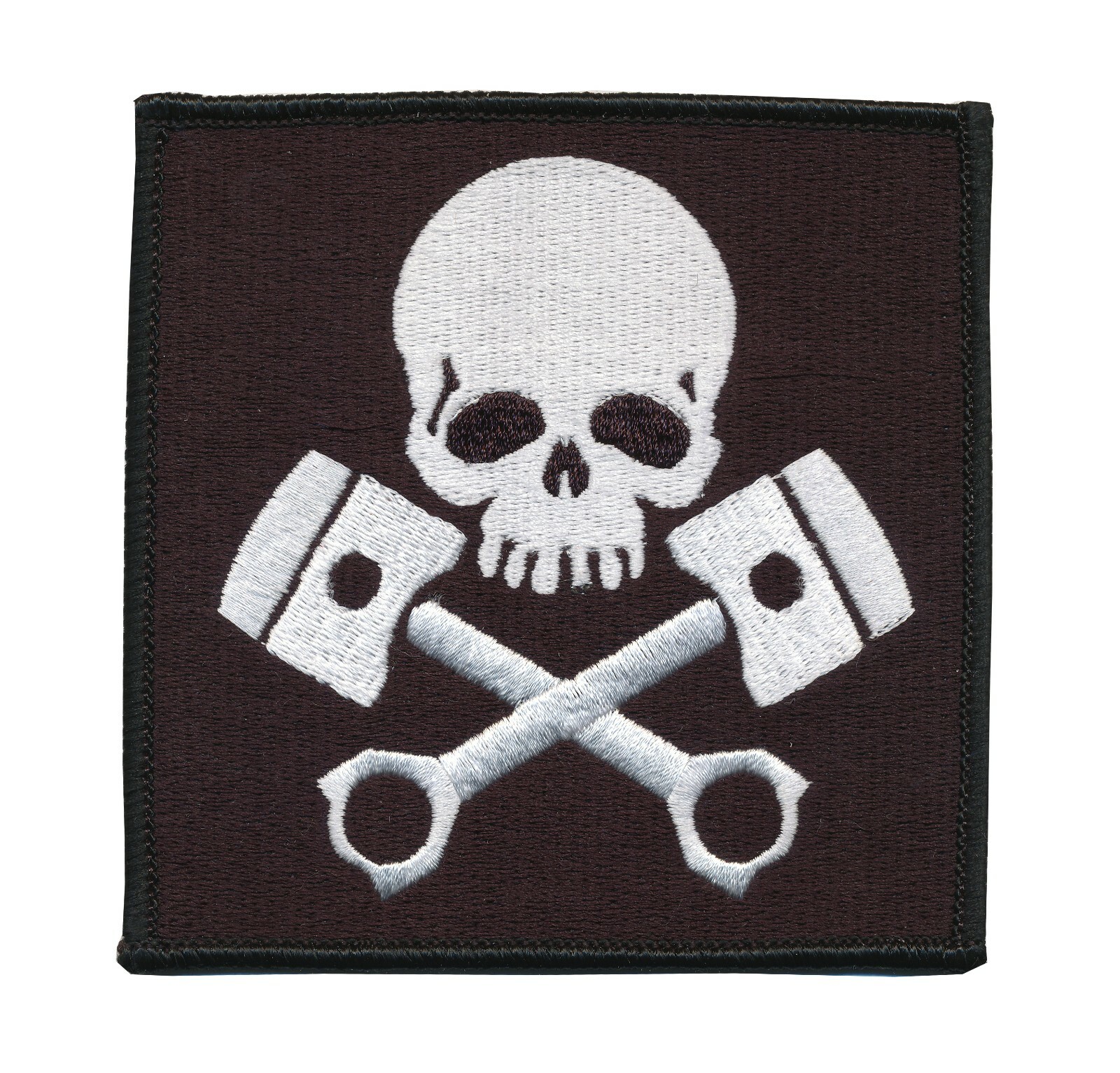 Skull Pistons Embroidered Patch - Approximately 4" X  4" - Motorcycle - Hot Rod