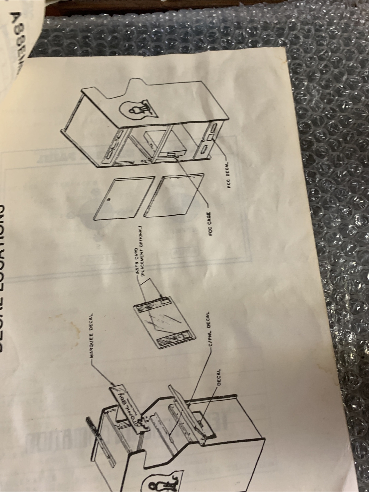 Original ARCADE GAME owners manual Atomic Boy