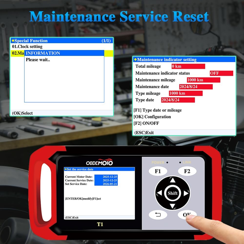 Motorcycle OBD Code Reader ABS ECU Scan Service Reset for Honda, Suzuki, CFMOTO