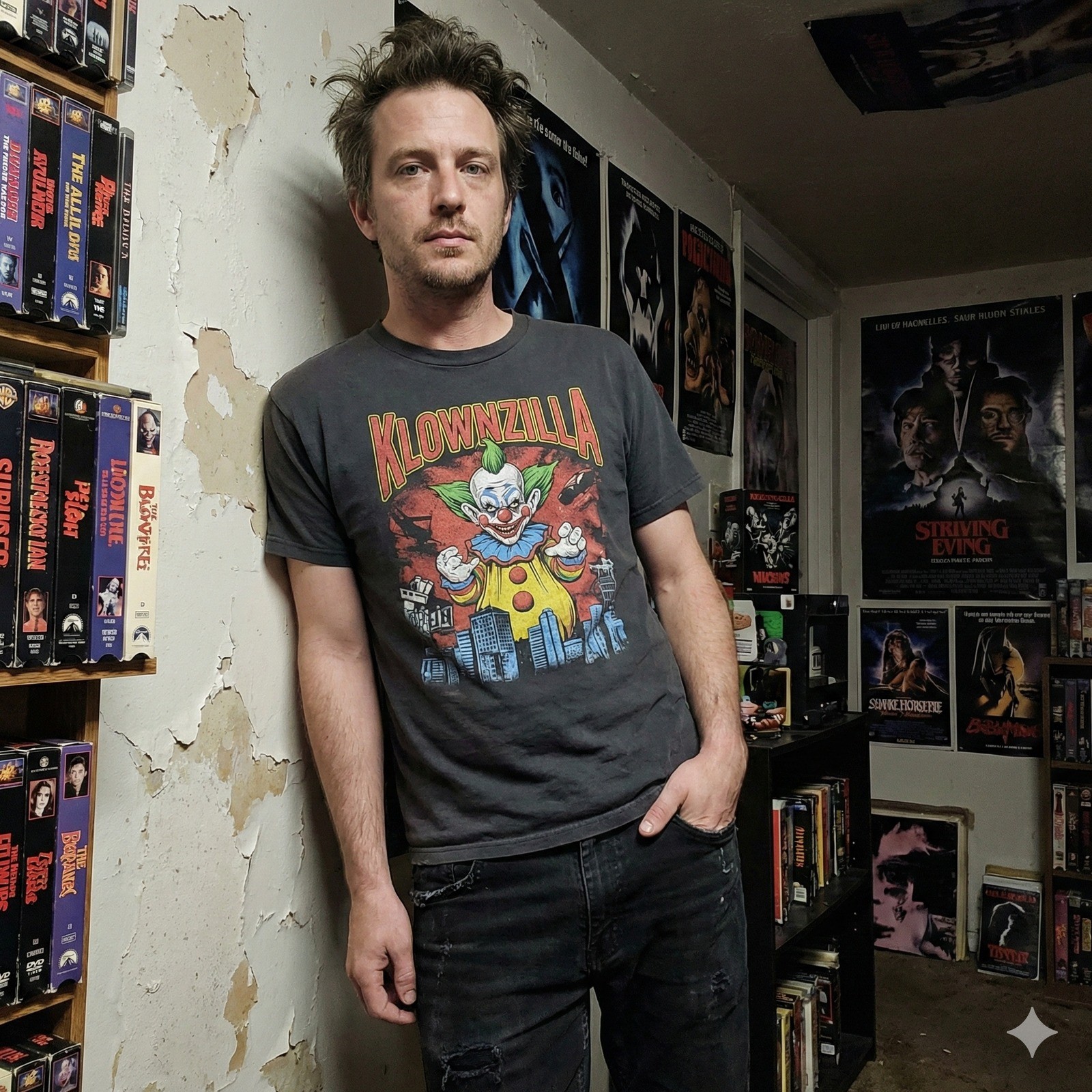 Killer Klowns From Outer Space T-Shirt Size Medium KLOWNZILLA Charcoal Horror