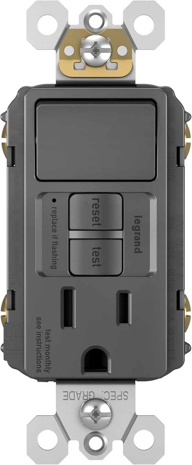 Radiant 15 Amp Combination GFCI Self-Test Tamper-Resistant Electrical Wall Power