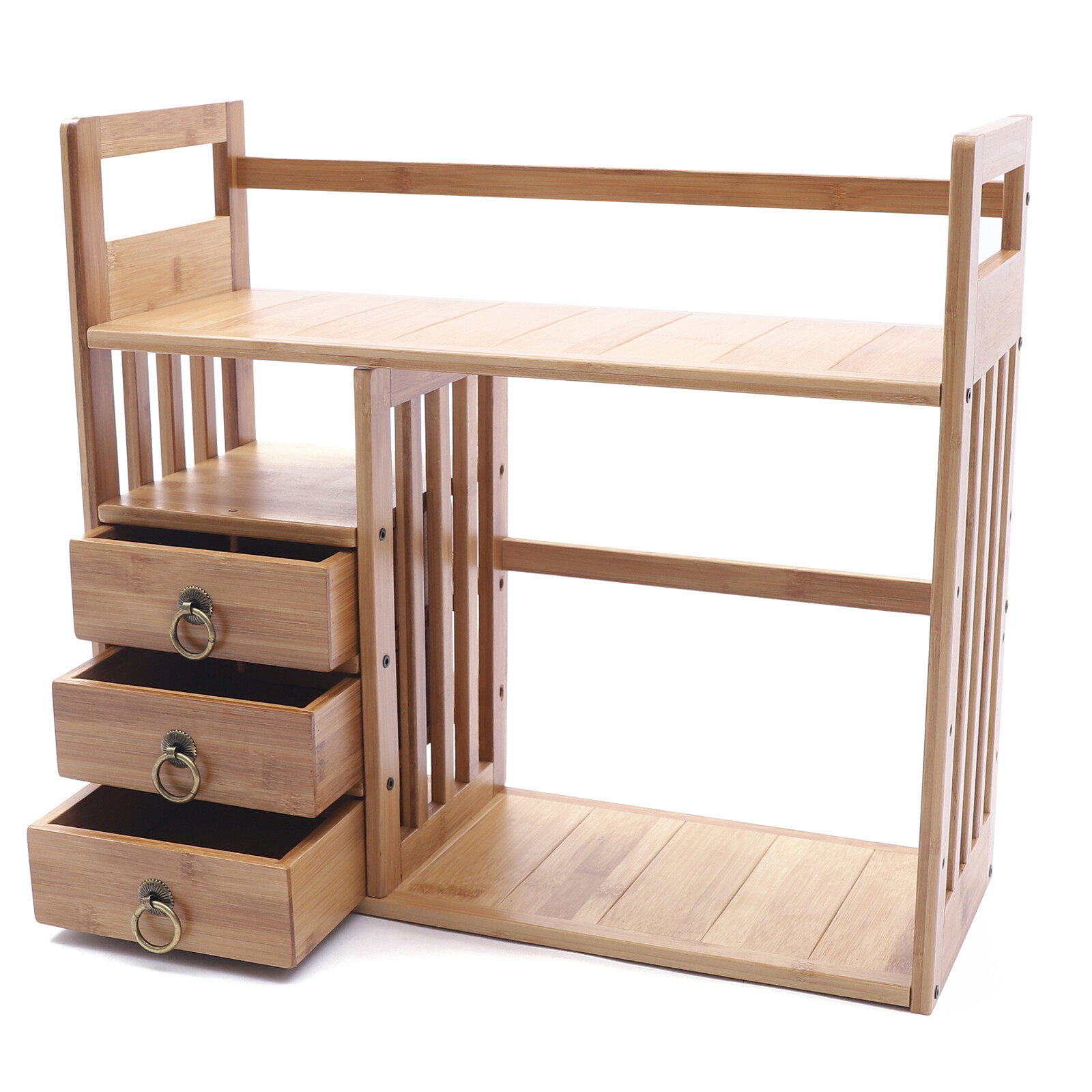 Adjustable Natural Wood Dasktop Bookshelf Bamboo Desk Storage Display Organizer