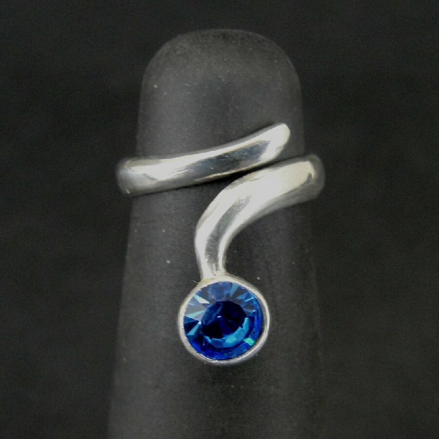 Toe Ring Silver Blue Cubic Zirconia Adjustable Sterling 925 Size 1