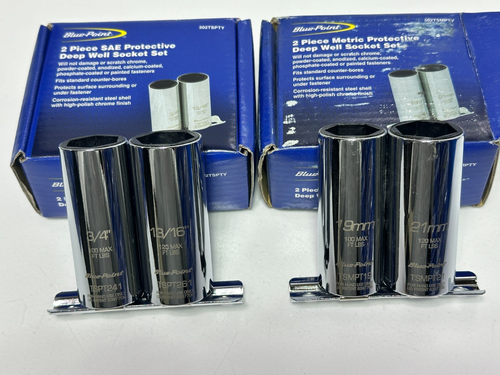 NEW Blue Point PROTECTIVE Thin Wall Metric & SAE Socket Set, 19-21mm & 3/4-13/16