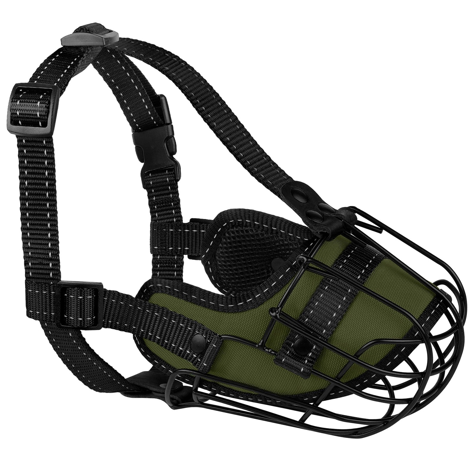 OOPSDOGGY Pitbull Dog Muzzle Reflective Metal Mask Secure Wire Basket Muzzles...