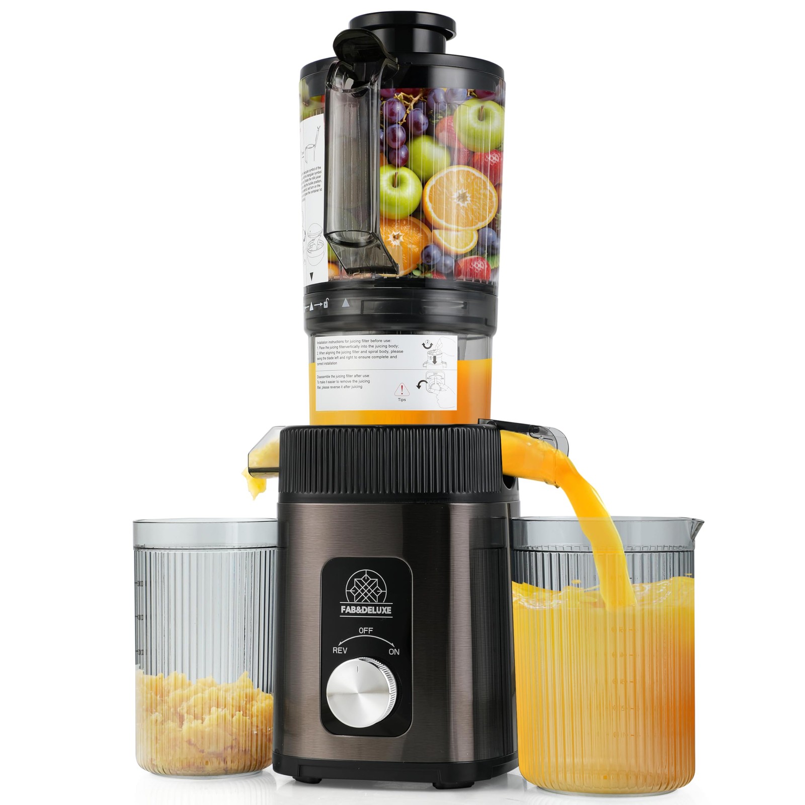 Cold Press Juicer - 34oz Juicer Machines with 4.3" Wide Feed Chute, Slow Mast...