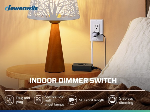Plug in Dimmer Switch for Lamp, Table Lamp Dimmer for Dimmable LED/CFL Lights